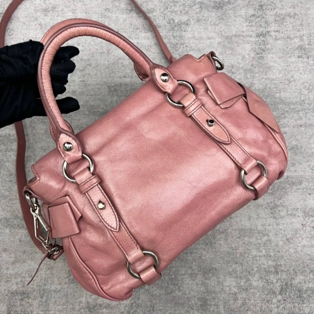 Miu Miu Pink Leather Satchel - Picture 2 of 9